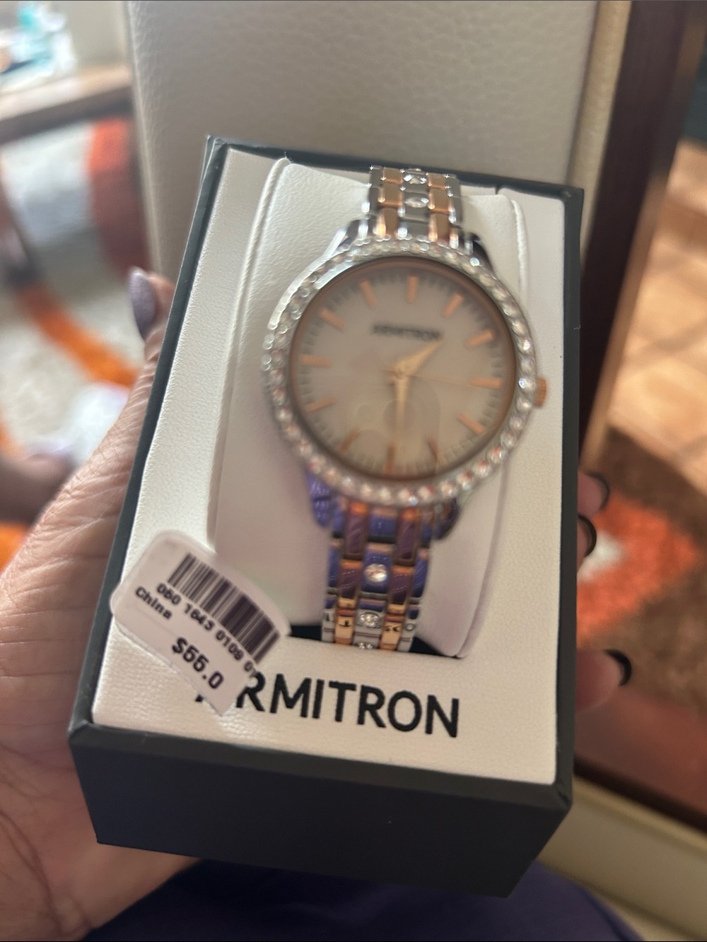 Armitron Two-Tone Silver and Rose  Gold Crystal Accent Women's Watch